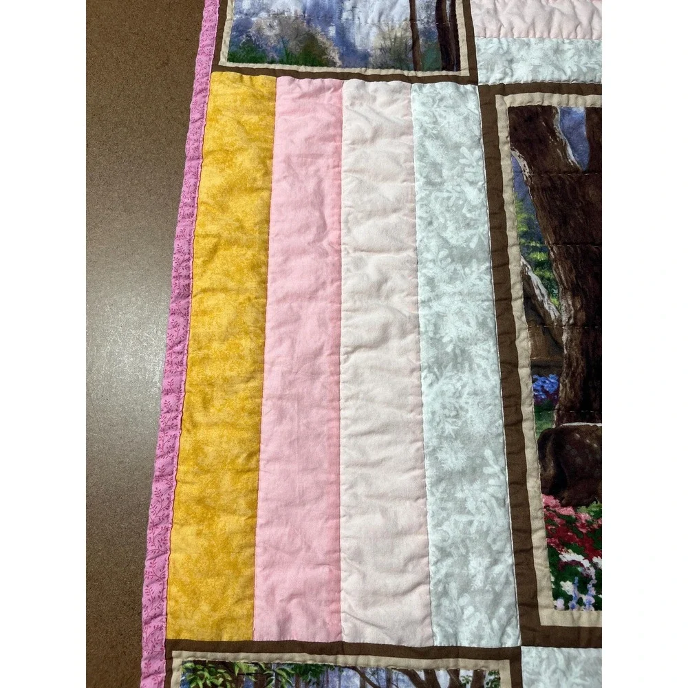Baby Quilt Snow White, Hand Quilted size 38 1/2